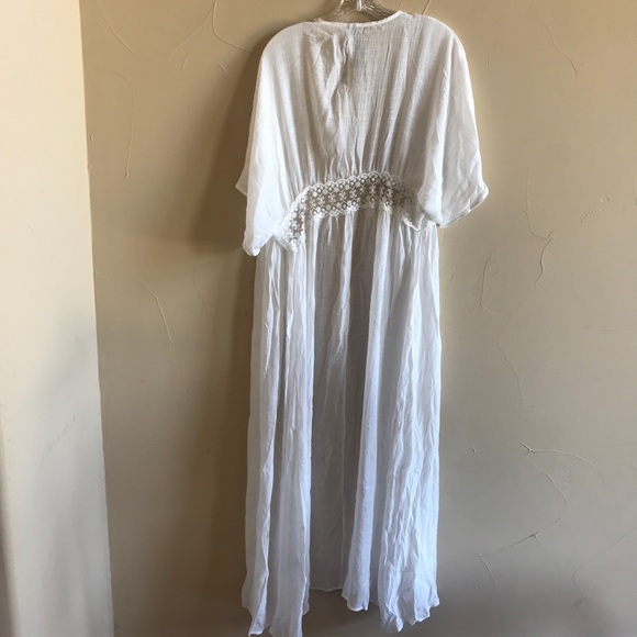 Ivory Crochet Waist Kimono Duster - Picture 3 of 5